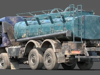 Lowpoly Abandoned Generic Tanker Fuel Cistern Truck  Low-poly 3D model
