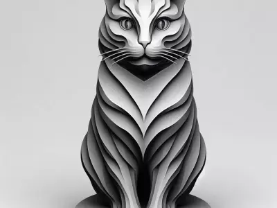 Layered Abstract Cat Sculpture 3D model