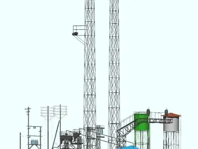 railway towers Low-poly 3D model
