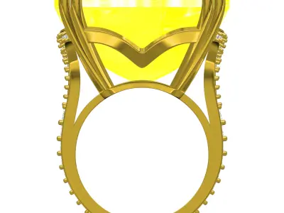 Antique Huge Big Stone Cathedral Ring for Women 3D print model