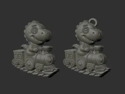 cute little dino train cnc keychain model 3D print model