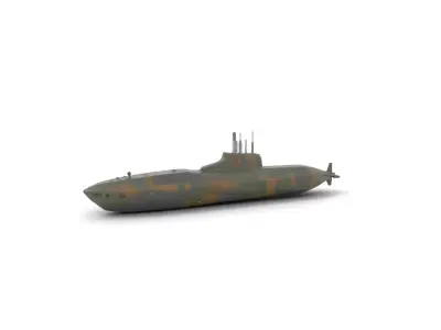 Camouflage Submarine model pack Low-poly 3D model