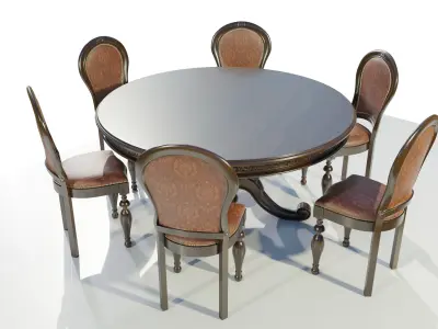 Classic Table with Chairs 3D model
