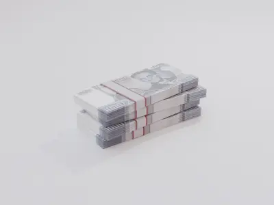 1000 Austrian Schilling Currency Low-poly 3D model