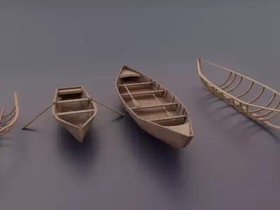 Wooden Boat  Low-poly 3D model purchase