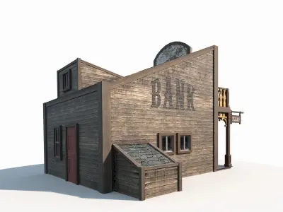 Wild West Building Bundle LOW POLY PBR Low-poly 3D model