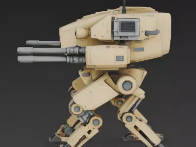 Realistic Quadruped Combat Mech 3D Model Low-poly 3D model