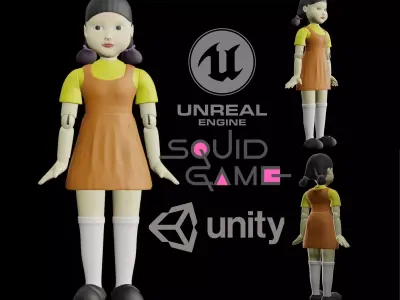 squid game doll Low-poly 3D model