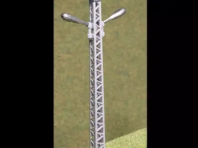 Openwork electric pole with two 180 degree lamps 1-87 resin 3D print model