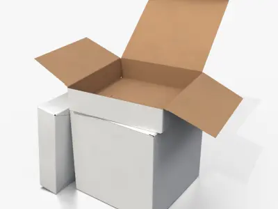 Tuck Top Boxes – White Cube and Flat Set 3D model