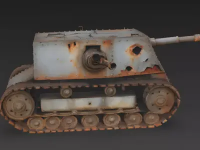 WWI German Box Tank Ruin 3D Model 3D Model Low-poly 3D model