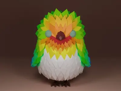Cute lowpoly bird Low-poly 3D model