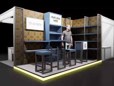 Modern Trade Show Booth 4x2m 2 side open 3D model