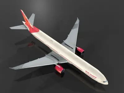 Boeing 777 low polygon Low-poly 3D model Air India Low-poly 3D model