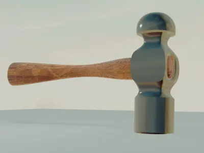 Hammer with wooden handle 3D model get