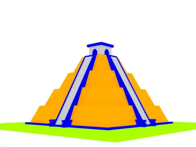 Low Poly Cartoon Simple Mayan Pyramid 3D model