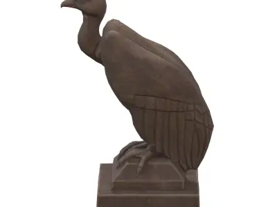Vulture wood statue Low-poly 3D model