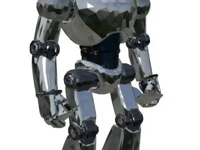 Cute Sci-Fi Metallic Robot - Low Poly PBR  Low-poly 3D model