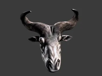 Deer Animal Head Low-poly 3D model 12