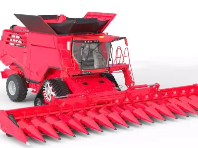Grain Combine Harvester Low-poly 3D model
