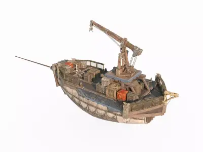 Ancient magical style repair airship 3D model