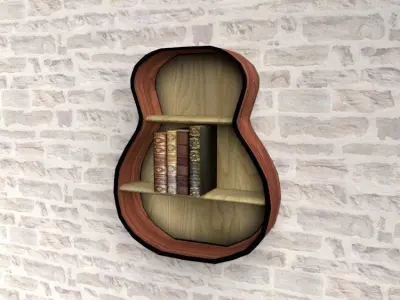 Loft style bookshelf Free low-poly 3D model