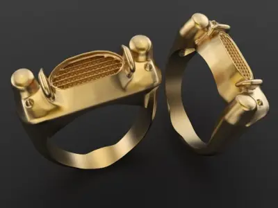 Cobra Classic Car Grill Front Unisex Mens Ring 3D print model purchase