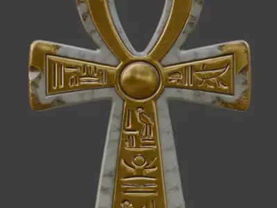Ancient Egyptian Ankh Achievement Medal 3D Prop Analysis Low-poly 3D model purchase