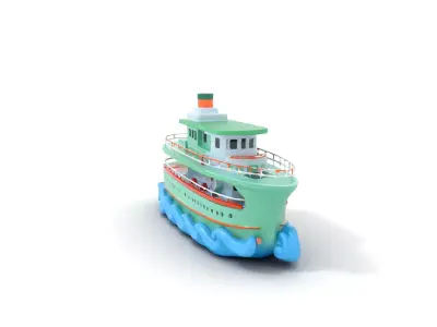 Green Cruise Ship model pack Low-poly 3D model
