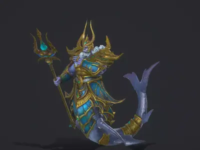 male fish person Low-poly 3D model