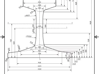 British Standard-EN13674 50E5 rail 3D model