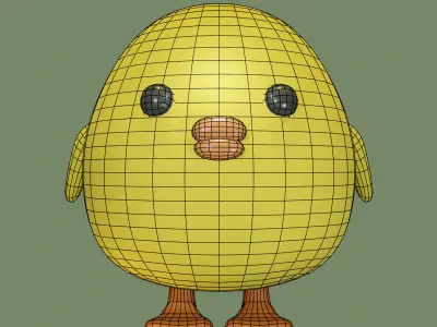 Rigged Duck Cartoon Character Low-poly 3D model