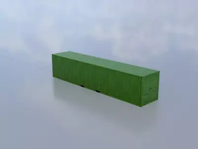 Shipping-Container Yellow-Green 40ft Low-poly 3D model