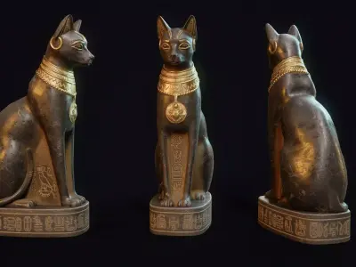 Bastet Statue - Ancient Egyptian Cat Goddess Low-poly 3D model