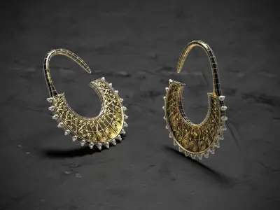 Ancient Earrings Low-poly 3D model