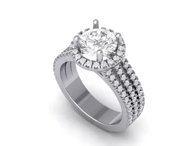 Solitair Ring Bridal Set 3D print model 40