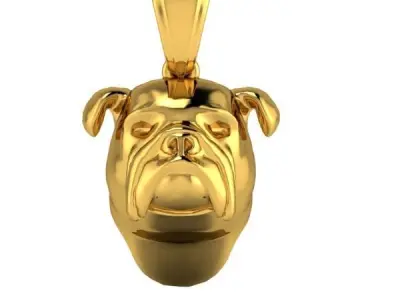 Bull Dog Head Pendant Charm Necklace 3D Model 3D print model