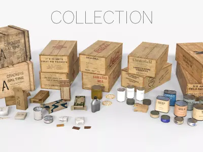 WWII Combat Rations Collection 3D Model Pack