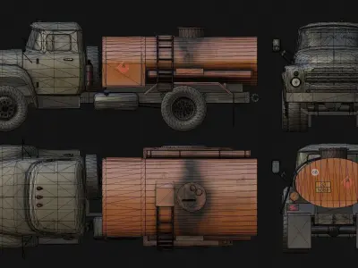 Tanker Truck Low-poly 3D model purchase