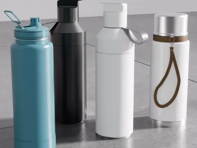 Water Bottle and Thermos flask A 3D model