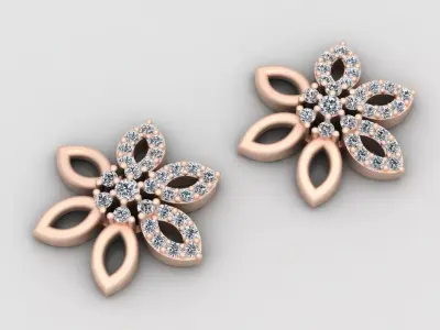 Beautiful Earrings with round diamond 3D print model purchase