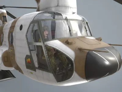  CH-47J Chinook JGSDF Winter Complex Animation Low-poly 3D model