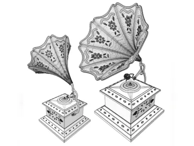 Antique Gramophone Table Decorative Showpiece 3D model