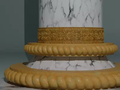 Classic Marble and Gold Decorative Pillar  High-Quality 3D Model 3D model