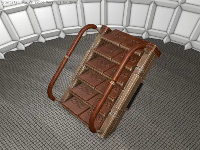 Wood Stairs Construction Element 6  Low-poly 3D model