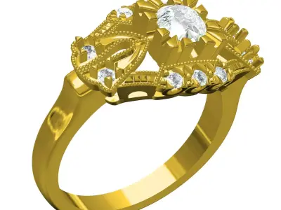 Antique Vintage Style Cocktail Ring 3D print model