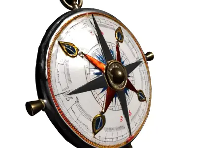 Vintage Ornate Navigation Compass Low-poly 3D model