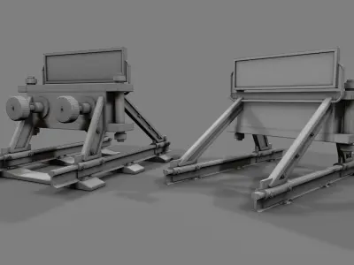 Modular Railway Track PRO Collection 3D model