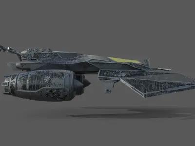 Spacecraft star wars spaceship flying in air Low-poly 3D model