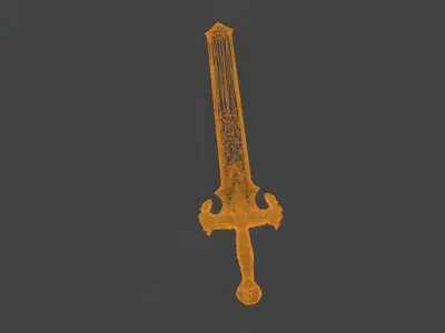 Elven Fantasy Sword - Game Ready Low-poly 3D model